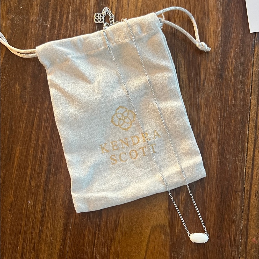 Kendra Scott Silver Necklace with White Stone